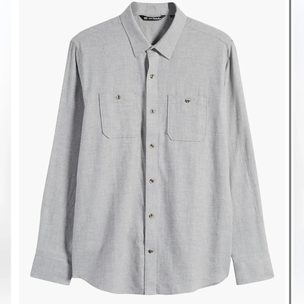 Travis Matthew grey Cloud Flannel Button-Up Shirt Men's Gray Long Sleeve Shirt